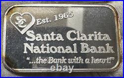 Rare Vintage 1 Oz Silver Bar Santa Clarita National Bank. 999 Fine