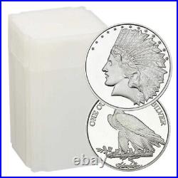 Roll of 20 1 Troy oz Indian Head. 999 Fine Silver Round