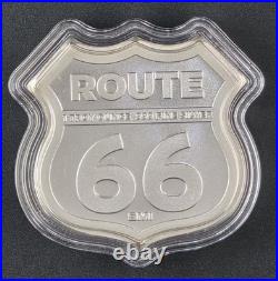 Route 66 Missouri Gateway Arch Shield 1 Troy Ounce. 999 Fine Silver