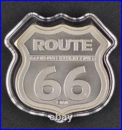 Route 66 Missouri Gateway Arch Shield 1 Troy Ounce. 999 Fine Silver