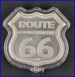 Route 66 Missouri Gateway Arch Shield 1 Troy Ounce. 999 Fine Silver