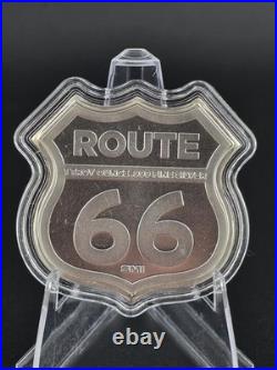 Route 66 Missouri Gateway Arch Shield 1 Troy Ounce. 999 Fine Silver
