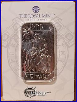 Royal Mint & Germania Mint THOR Norse Gods 1 oz 999.9 Fine Silver Bullion Bar