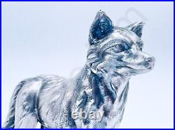 SALE 3.1 oz Hand Poured Silver Bar Fox Cast Bullion. 999+ Fine 3D Art Statue