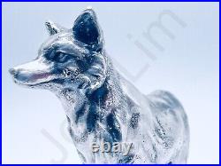 SALE 3.1 oz Hand Poured Silver Bar Fox Cast Bullion. 999+ Fine 3D Art Statue