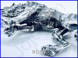SALE 3 oz Hand Poured Silver Bar. 999+ Fine Dire Wolf Cast Bullion Art Statue