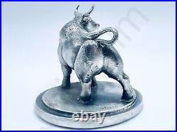 SALE 4.5oz Hand Poured 99.9% Silver Bar Statue Taurus Bull. 999+ Fine Bullion