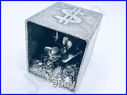 SALE 8.3 oz Hand Poured Silver Bar. 999+ Fine Scrooge's Vault Bullion Statue