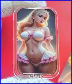 SEXY! Blonde Bombshell 1 troy oz. 999 Fine Silver Colorized Bar COA # /100