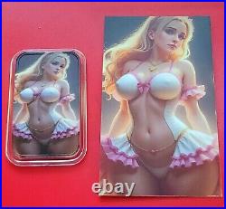 SEXY! Blonde Bombshell 1 troy oz. 999 Fine Silver Colorized Bar COA # /100