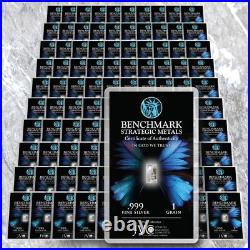 SILVER 100 BARS 1/15GRAM. 999 FINE PURE SILVER BAR 100 PACK BULLION 2h