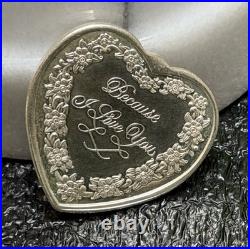 SWEETHEART SILVER HEART, 1oz. 999 FINE SILVER, FOR SOMEONE SPECIAL
