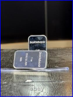 Scotiabank 1 oz. 999 Pure Silver Bar Lot Of 2 1oz Bars