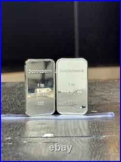 Scotiabank 1 oz. 999 Pure Silver Bar Lot Of 2 1oz Bars