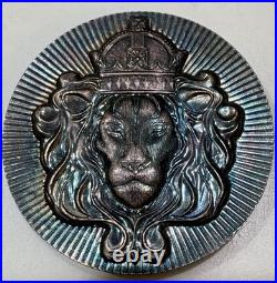 Scottsdale Mint 2 oz. 999 Fine Silver Lion Stacker Round RARE TONED Bullion