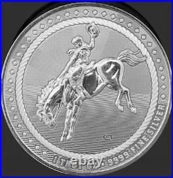 Scottsdale Mint Cowboy 1oz. 9999 Fine Silver Round &. 999 Copper Round Set