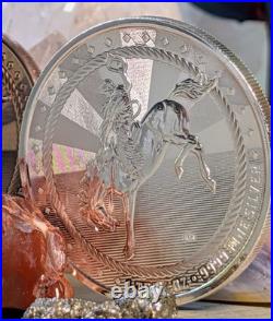 Scottsdale Mint Cowboy 1oz. 9999 Fine Silver Round &. 999 Copper Round Set