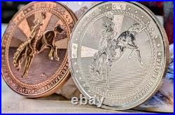Scottsdale Mint Cowboy 1oz. 9999 Fine Silver Round &. 999 Copper Round Set