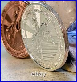Scottsdale Mint Cowboy 1oz. 9999 Fine Silver Round &. 999 Copper Round Set