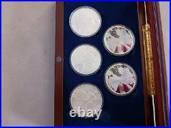 Set of 5-American Silver Eagles 1oz. 999 Fine Silver Gem Mint Unc