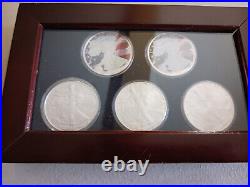 Set of 5-American Silver Eagles 1oz. 999 Fine Silver Gem Mint Unc