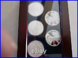 Set of 5-American Silver Eagles 1oz. 999 Fine Silver Gem Mint Unc