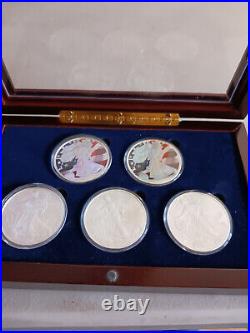 Set of 5-American Silver Eagles 1oz. 999 Fine Silver Gem Mint Unc