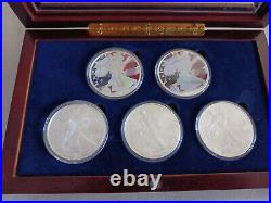 Set of 5-American Silver Eagles 1oz. 999 Fine Silver Gem Mint Unc