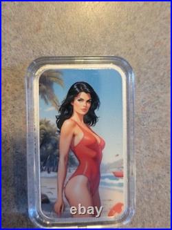 Sexy! 1 oz colorized Fine Silver Bar Beach Watch Midnight Mint WithCOA