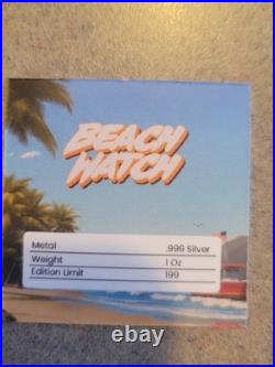 Sexy! 1 oz colorized Fine Silver Bar Beach Watch Midnight Mint WithCOA
