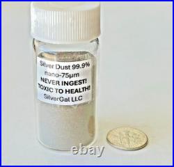 Silver 50 g ULTRA FINE. 999 (nano-75? M) metal dust powder colloidal gram 50g