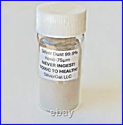 Silver 50 g ULTRA FINE. 999 (nano-75? M) metal dust powder colloidal gram 50g