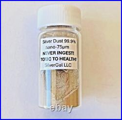Silver 50 g ULTRA FINE. 999 (nano-75? M) metal dust powder colloidal gram 50g