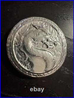 Silver Bullion Hand Poured Dragon. 9999 Fine Phrygian Silver