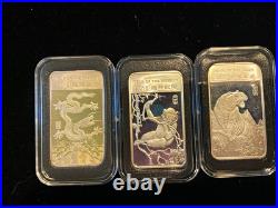 Silver Bullion Zodiac bars 1/2 Troy oz bars. 999 fine silver bullion collection