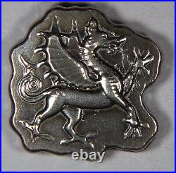 Silver Dragons Bullion Poured 3D Art 2.6 Troy Ounces. 999 Fine Silver Dragon