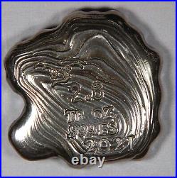 Silver Dragons Bullion Poured 3D Art 2.6 Troy Ounces. 999 Fine Silver Dragon