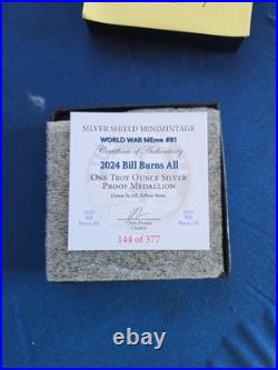 Silver Shield Proof? Bill Burns All. 999 Fine? Ultra Rare? #144-377
