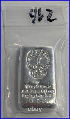 Silver Sugar Skull. 999 Fine Poured 5 Troy Ounce Silver Bar By Hayleybug Mint