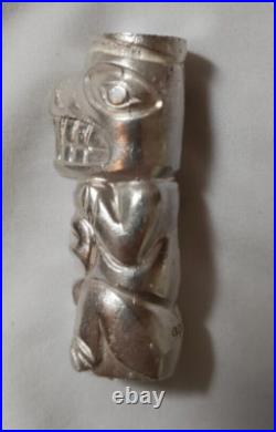 Silver TOTEM POLE 3 pieces fit together on stand. 999 fine silver, total 6.6 oz