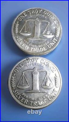 Silver Trade Unit 2x 1 oz. 999 Fine Silver Rounds Bullion Total 2 oz