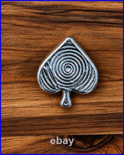 Spade Card Suit 2 oz. 999 Fine Silver Bar Hand Poured FTB COA