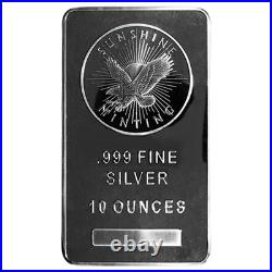Sunshine Mint 10-oz Silver Bar. 999 Fine Mint Mark SI Sealed