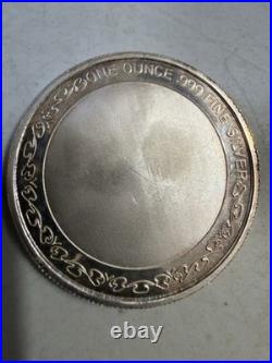 T10135-1 oz Argentia Pegacorn Silver Round. 999 Fine Silver High Relief Medal