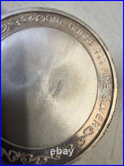 T10135-1 oz Argentia Pegacorn Silver Round. 999 Fine Silver High Relief Medal