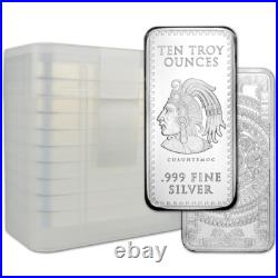 TEN (10) 10 oz Golden State Mint Silver Bar Aztec Calendar. 999 Fine