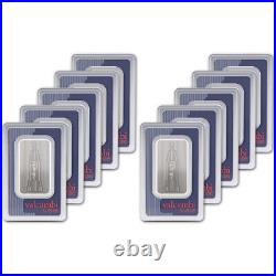 TEN (10) 1 oz Silver Bar Valcambi Suisse Skyline. 999 Fine in Sealed Assay Card