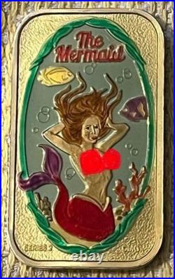 THE MERMAID ENAMEL COLOR CMG Mint # 35 One Ounce. 999 Fine Silver Art Bar