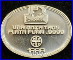 THE RAREST 1986 Penoles Refractor Una Onza Troy Plata Pura. 9999 Fine Silver
