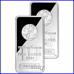 TWO (2) 10 oz Highland Mint Silver Bar Walking Liberty Design. 999+ Fine